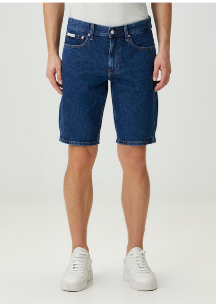 Regular Lacivert Denim Şort
