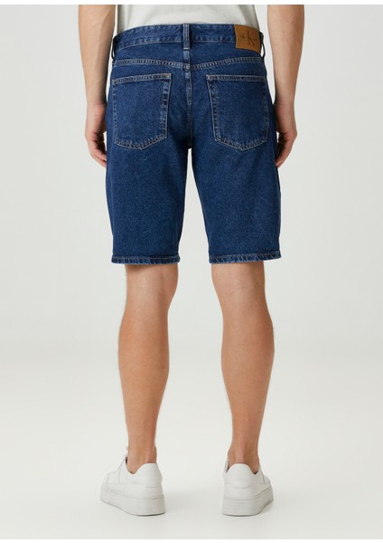 Regular Lacivert Denim Şort