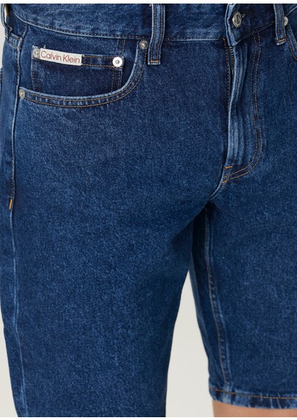 Regular Lacivert Denim Şort