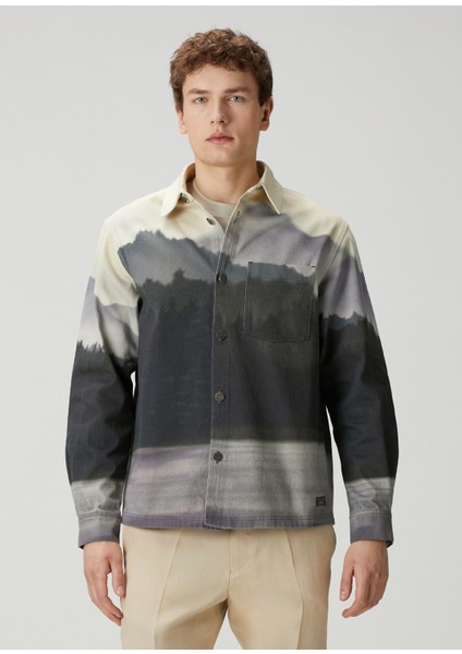 Relaxed Fit Çok Renkli Bej Baskılı Ceket modelleri
