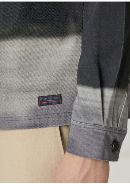 Relaxed Fit Çok Renkli Bej Baskılı Ceket