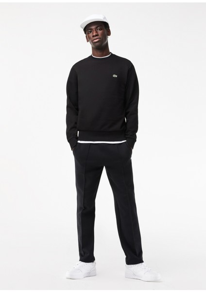 Siyah Organik Pamuk Bisiklet Yaka Classic Fit Erkek Sweatshirt fırsatları