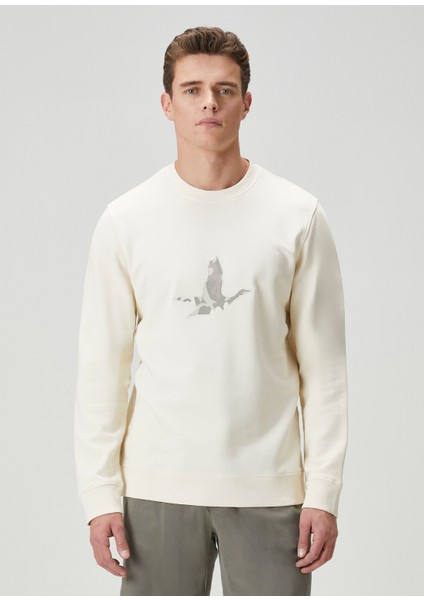 Krem Kamuflaj Kaz Nakışlı Sweatshirt modelleri