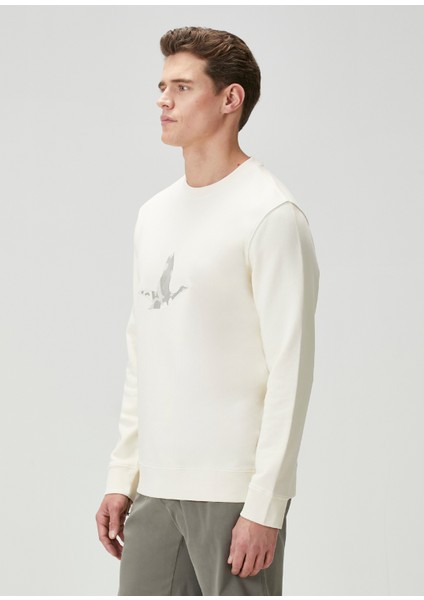 Krem Kamuflaj Kaz Nakışlı Sweatshirt fırsatları