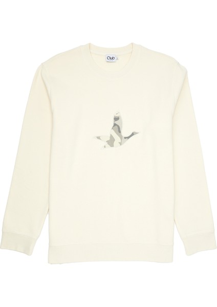 Krem Kamuflaj Kaz Nakışlı Sweatshirt