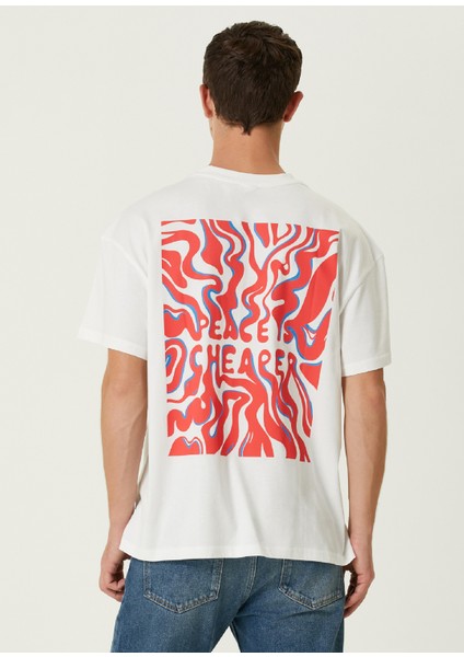 Peace Beyaz Oversized Kısa Kollu Erkek T-Shirt modelleri