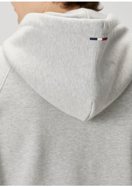 Açık Gri Kapüşonlu Logo Detaylı Sweatshirt