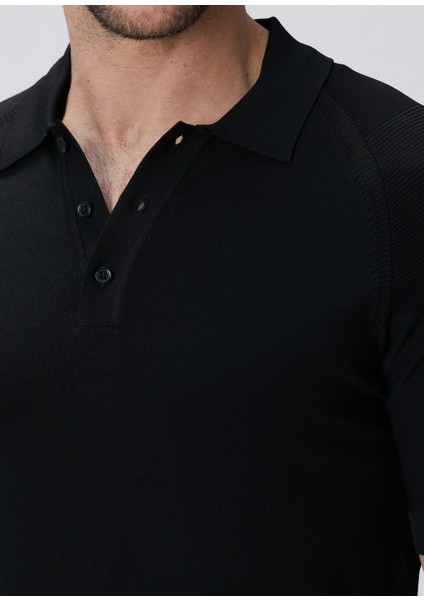 N-Tech Siyah Polo Yaka Kazak
