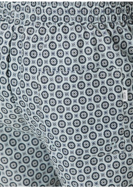 Açık Yeşil Beli Kordonlu Geometrik Desenli Mayo