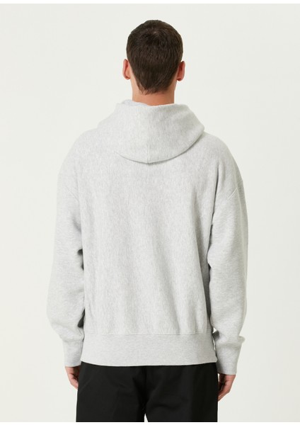 Gri Kapüşonlu Logo Nakışlı Sweatshirt fırsatları