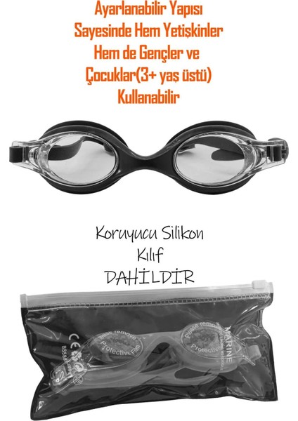 Yüzücü Gözlüğü 4'lü Set, Kulak ve Burun Tıkaçlı, Ayarlanabilir, Deniz ve Havuz Kullanımı modelleri