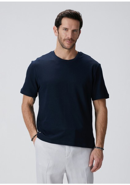 Lacivert Jakarlı T-Shirt