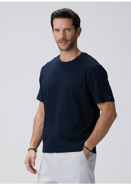 Lacivert Jakarlı T-Shirt