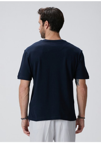 Lacivert Jakarlı T-Shirt