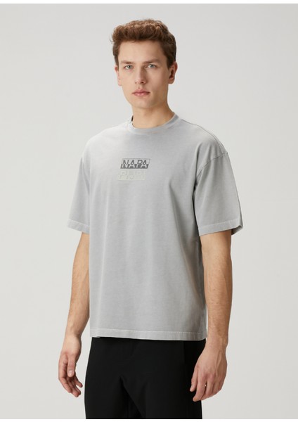 Cortona Açık Gri Logo Baskılı T-Shirt modelleri