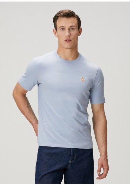 Regular Fit Mavi Logo Patchli T-Shirt modelleri