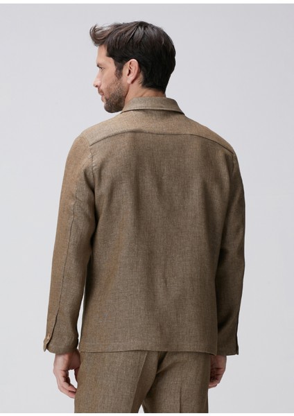 Camel Keten Karışımlı Ceket