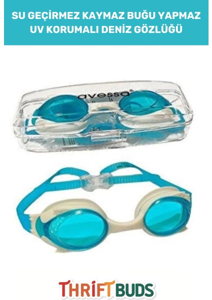 Turkuaz Çocuk Su Geçirmez Gözlük, Ayarlanabilir, Uv Koruma, Antifog, Silikon Malzeme