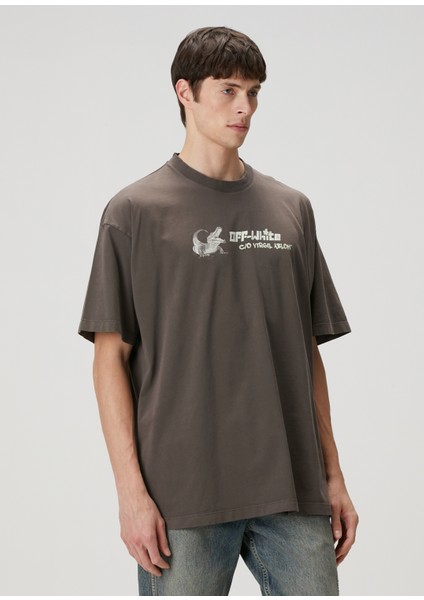 Kahverengi Figür Baskılı Logo Detaylı T-Shirt modelleri