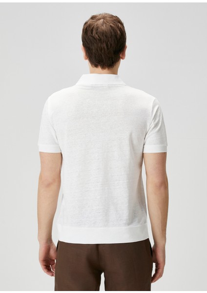 Beyaz Polo Yaka Keten T-Shirt fırsatları