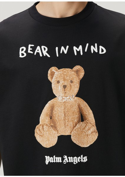 Siyah Figür Detaylı Slogan Baskılı T-Shirt indirimleri
