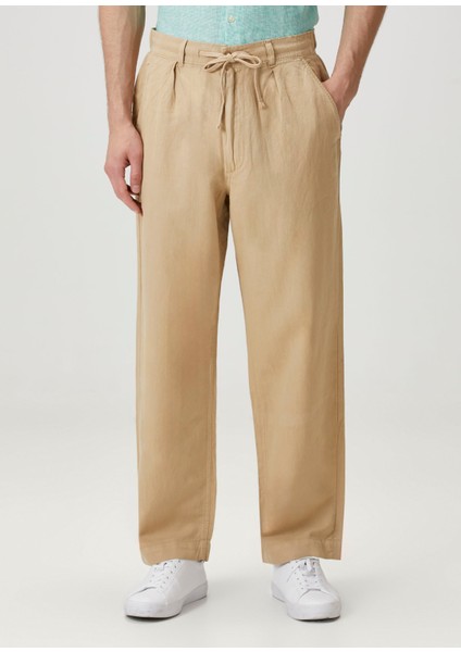 Bej Keten Pantolon