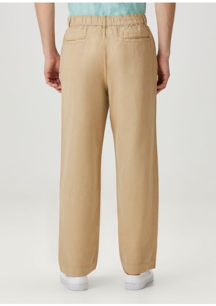 Bej Keten Pantolon