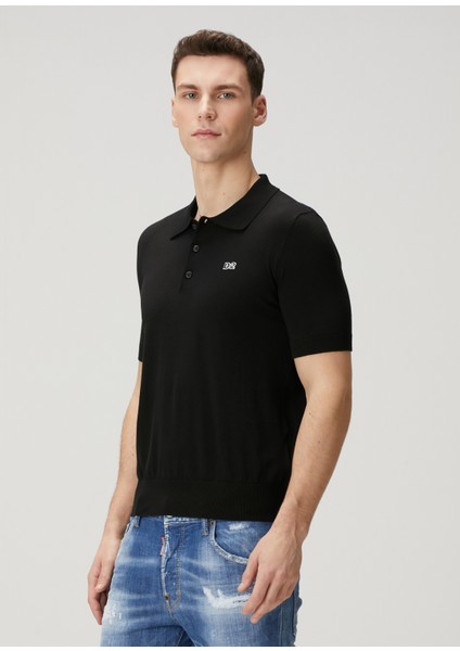 Siyah Polo Yaka Kısa Kollu Triko modelleri