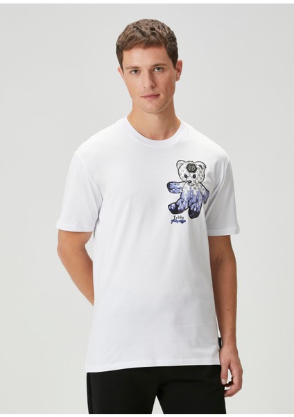 Beyaz Logo Baskılı T-Shirt