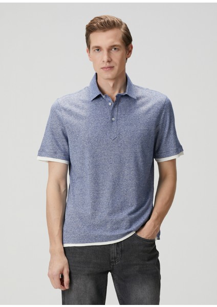 Mavi Polo Yaka Keten T-Shirt