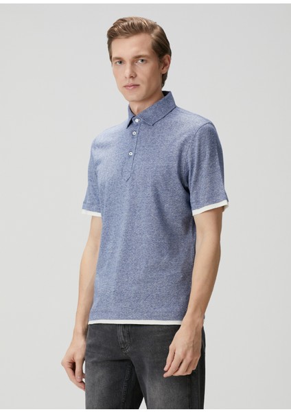 Mavi Polo Yaka Keten T-Shirt modelleri