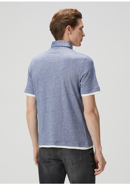 Mavi Polo Yaka Keten T-Shirt fırsatları