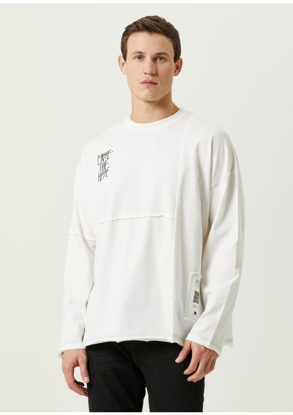 Erase The Hate Beyaz Bisiklet Yaka Erkek Sweatshirt