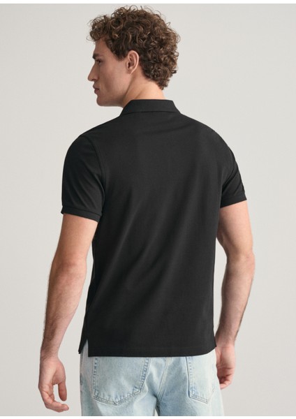 Siyah Polo Yaka Regular Fit Kısa Kollu Erkek T-Shirt modelleri