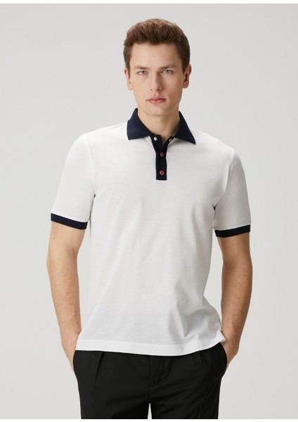 Lacivert Beyaz Polo Yaka T-Shirt
