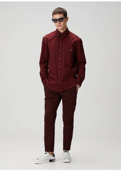 Bordo Beli Kordonlu Pantolon