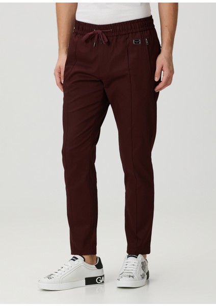 Bordo Beli Kordonlu Pantolon