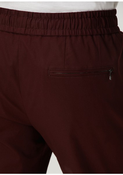 Bordo Beli Kordonlu Pantolon