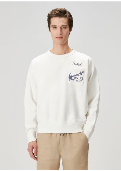 Ekru Baskılı Sweatshirt