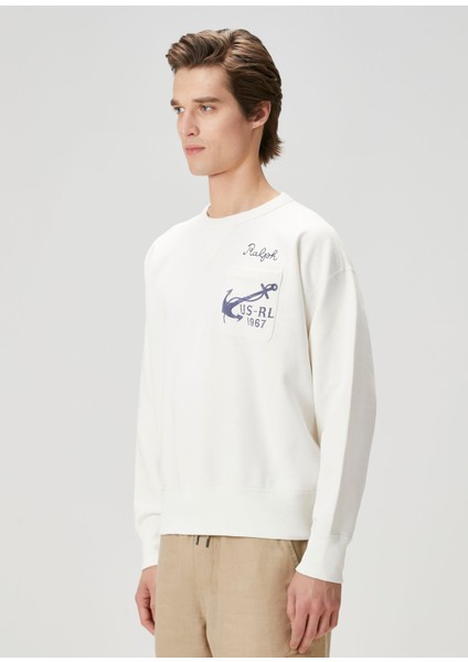 Ekru Baskılı Sweatshirt