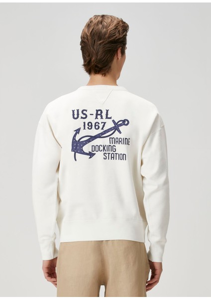 Ekru Baskılı Sweatshirt