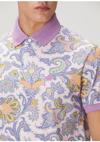 Pembe Polo Yaka Etnik Desenli T-Shirt indirimleri