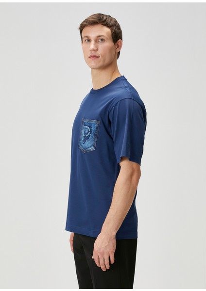 Lacivert Denim Garnili T-Shirt modelleri