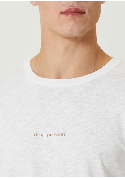 Dog Person Baskılı Beyaz Oversize Erkek T-Shirt fırsatları
