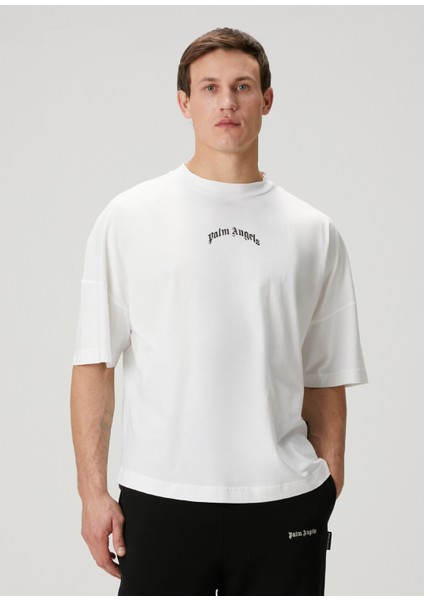 Beyaz Logo Baskılı T-Shirt