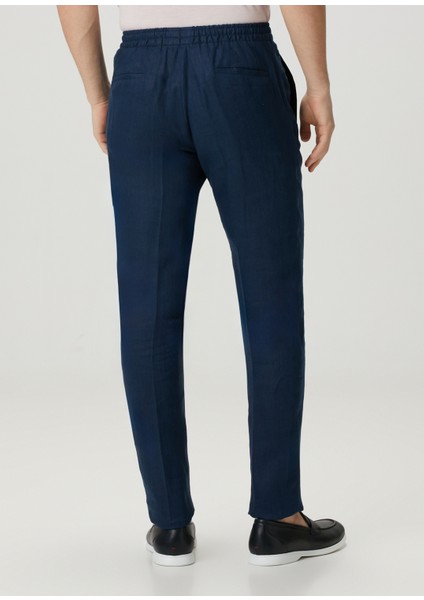 Lacivert Keten Pantolon