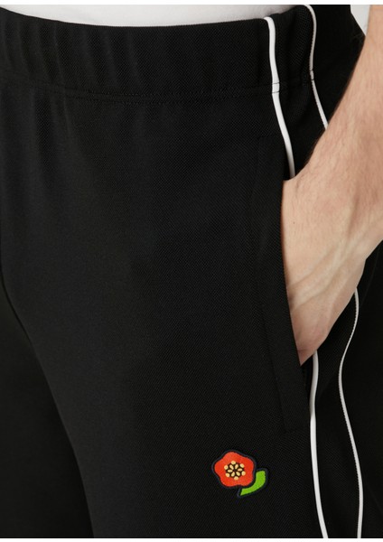 Straight Fit Siyah Kontrast Şeritli Eşofman Altı