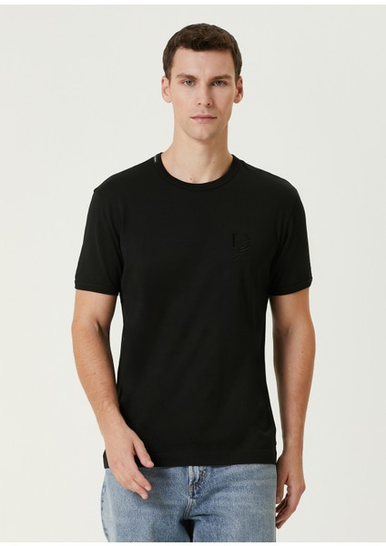 Siyah Logo Nakışlı T-Shirt
