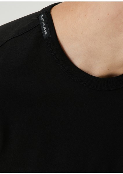 Siyah Logo Nakışlı T-Shirt