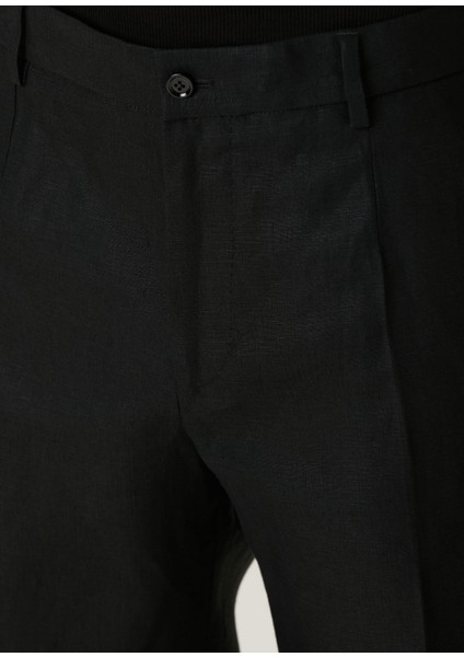 Siyah Keten Pantolon